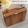 Tribesigns Reception Desk with Counter, Modern Front Desk Reception Room Table with Cable Grommet, 47 inch Retail Counter for Checkout, Lobby, Beauty Salon, Home Office Desk, Walnut