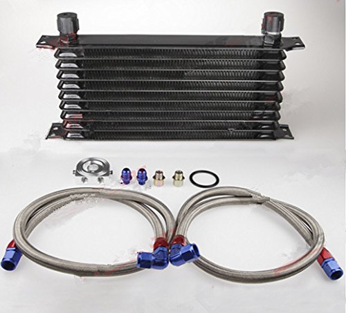 Kit radiateur huile moteur 10 rangées AN10 avec relocalisation filtre Gowe noir