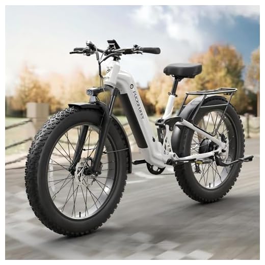 PUCKIPUPPY Electric Bike for Adults 960W, 48V 20AH Battery Adult Electric Bicycles, 26" Fat Tire Full Suspension Step-Thru Ebike, 28MPH Mountain Ebike, 7 Speed, 80Miles Range-Boxer ST