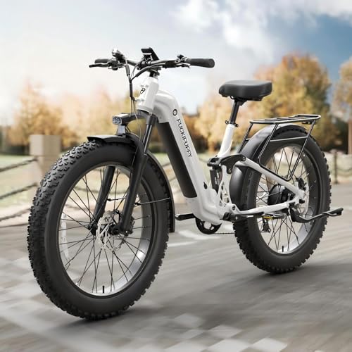 Image of PUCKIPUPPY Electric Bike for Adults 960W, 48V 20AH Battery Adult Electric Bicycles, 26 inch Fat Tire Full Suspension Step-Thru Ebike, 28MPH Mountain Ebike, 7 Speed, 80Miles Range-Boxer ST
