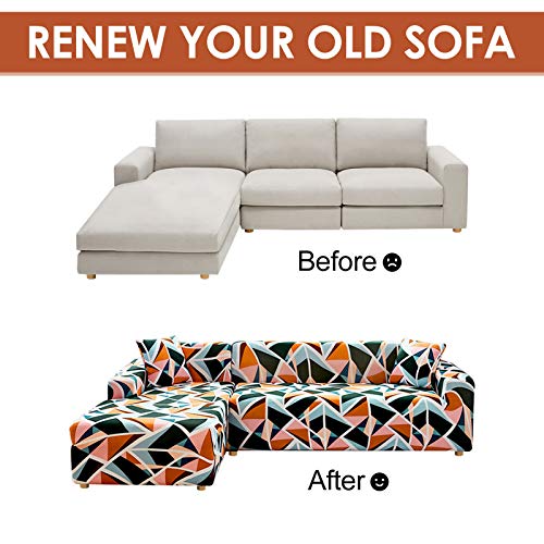 Joydream 2Pcs Sectional Couch Covers, Printed L-Shaped Sofa Covers, Stretch Couch Slipcovers For Sectional Sofa, Sofa Slipcovers With 2 Pillowcases (Pattern Kl, Medium + Medium) #TOP4
