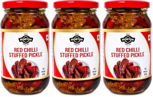 Image of Birla Morton Red Chilli Stuffed Pickle 400 Gm (Pack of 3)