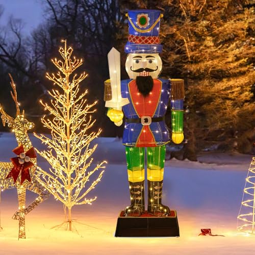 COSTWAY Weihnachten Nussknacker Figur groß, 184 cm beleuchtete...