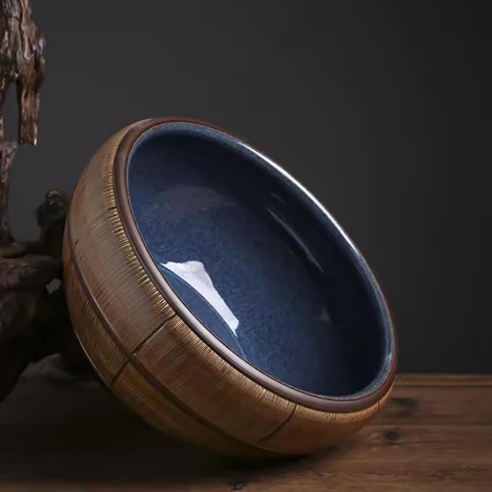 Acquario Boccia per Pesci Grande in Ceramica per Pesci Rossi con Serbatoio di Loto per Tartarughe per la casa Vaso di Fiori idroponico Creativo retrò,32 * 14CM