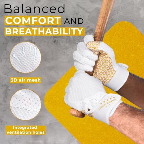 Image of HANDLANDY Baseball Batting Gloves for Adult Youth, Grip Breathable Softball Batting Gloves Fit Men Kids Boys Girls
