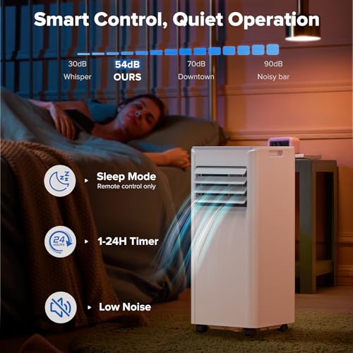 Image of 8000 BTU Portable Air Conditioner, 3-in-1 Portable AC Unit Cools Up to 350 Sq. Ft., Quiet AC with Remote, LED Display, Window Kit for Bedroom /Home /Dorm /Office, White