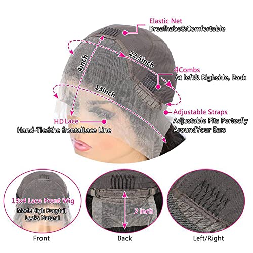 Mongolian Curly Lace Front Wigs Human Hair 13X4 Hd Lace Wig 180% Density Transparent Lace Frontal Wig Pre Plucked With Baby Hair Deep Kinky Curly Wig For Black Women 12A Virgin Hair 14Inch #TOP5
