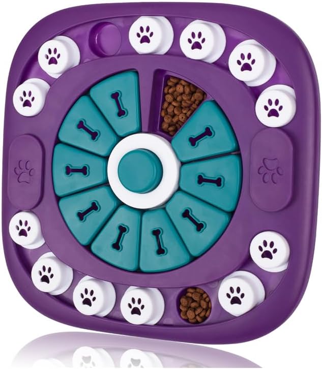 Interactive Treat Dispensing Enrichment Toy with 24 Hidden Compartments, Slow Feeder IQ Training Game for Small, Medium & Large Dogs