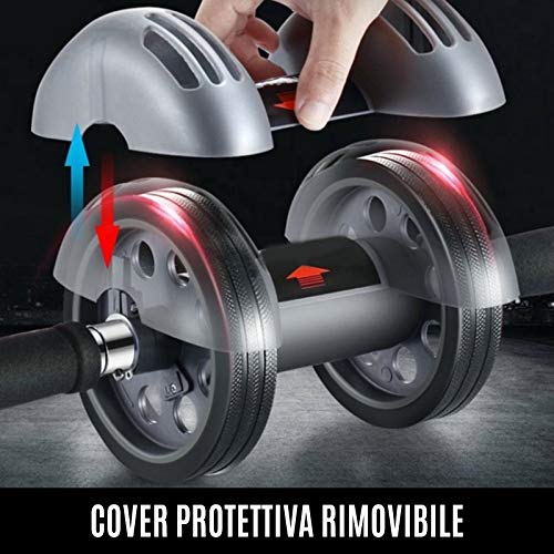 FFitness AB Roller with Spring Back Double Wheel for Abs, Grey, One Size - Image 6