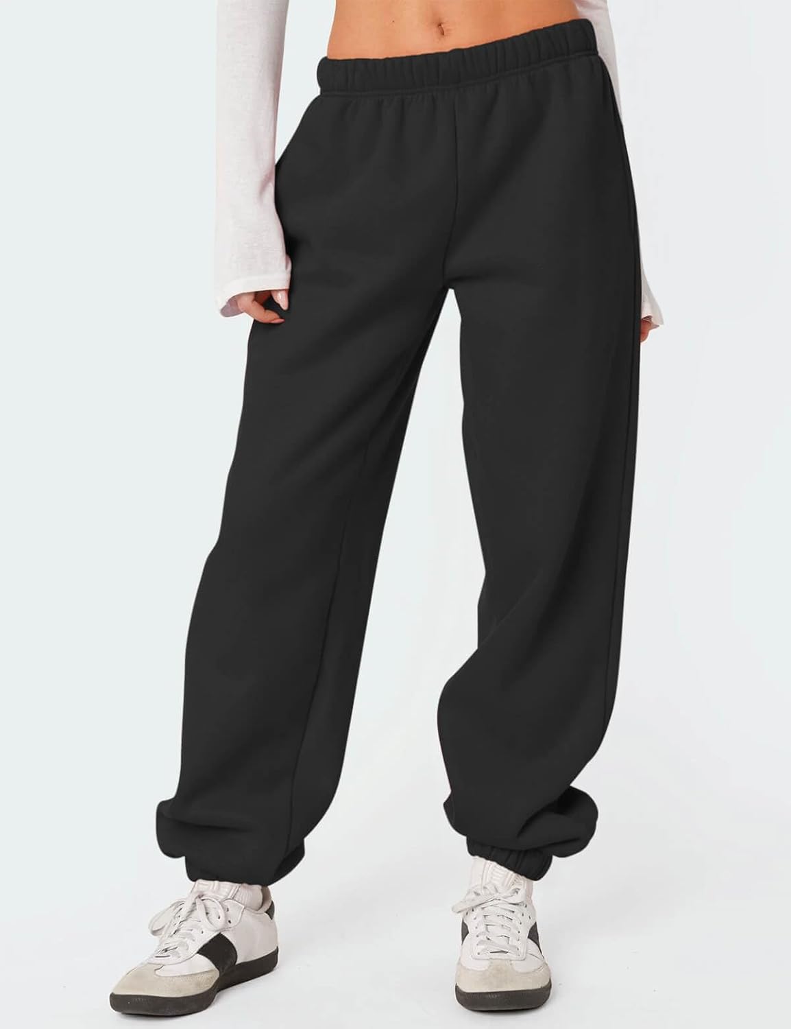 HeSaYep Women's Fleece Lined Sweatpants Thermal Winter High Waisted Sweat Pants Interior Drawstring Baggy Jogger Pants - Image 4