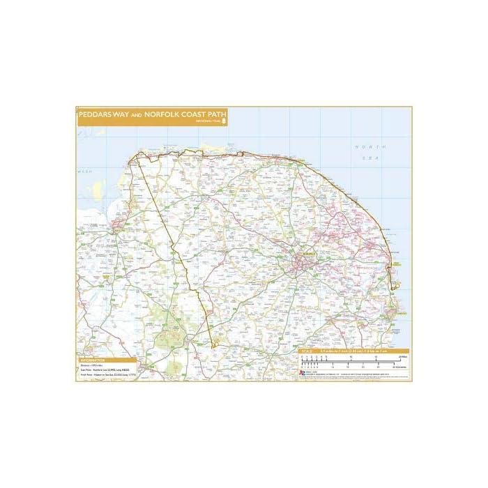 Buy Peddars Way and Norfolk Coast Path National Trail Road Map