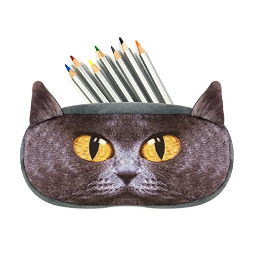 Image of Wrapables Dog /Cat Face Zippered Pencil Case (Set of 2)