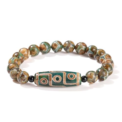 Tuan tuan handmade Natural Green Nine Eyes Tibetan Dzi Agate