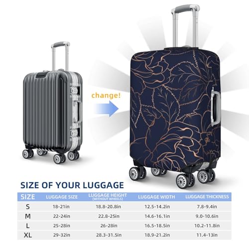 Copper-Gold Gloss Outline Navy Dark Blue Print Luggage Cover Elasticated Suitcase Covers TSA Approved Stylish Scratch Washable Resistant Case Protector for Kids and Adults4
