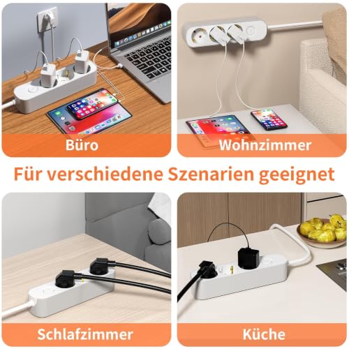 Realmade Steckdosenleiste 3-Fach, Mehrfachsteckdose mit Schalter 3M – Ansicht 6