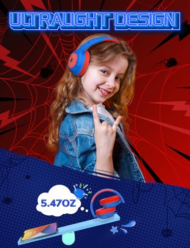 Image of iClever Kids Headphones with Cord, 85dBA Safe Volume Wired Headphone for Kids, Stereo Sound Foldable Adjustable, 3.5mm Jack, Over Ear Kid Headphones for School, Blue (Red & Blue)