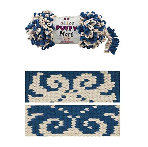 Alize Puffy More Color - Lana Senza Ferri 10 Gomitoli - Rosso Scuro/blu Scuro Per Coperte E Cuscini - 4