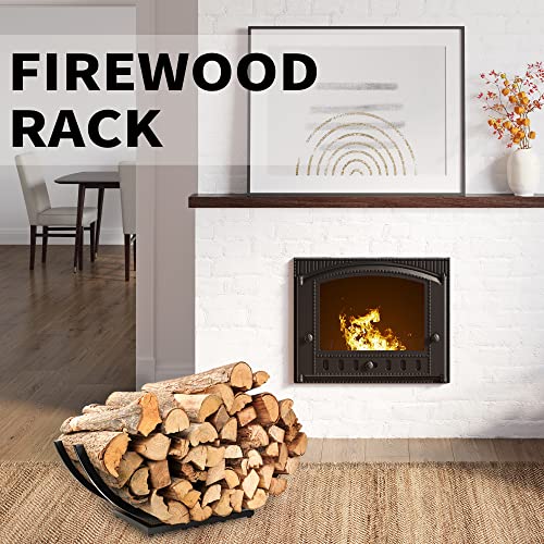 Firewood Rack Outdoor - Curved Wood Rack Log Holder For Fireplace Indoor Fire Wood Storage Holding Stand Heavy Duty (22") #TOP1