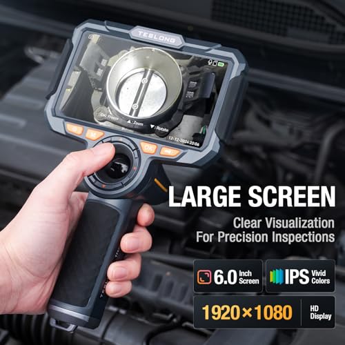 Image of Teslong TF600 3.9mm 4-Way Articulating Borescope for Automotive Engine | Professional Mechanic Inspection Camera, Ergonomic Design, 6-inch 1920x1080 IPS Screen, 6 LEDs, IP67, 6000mAh, 32GB, 5FT
