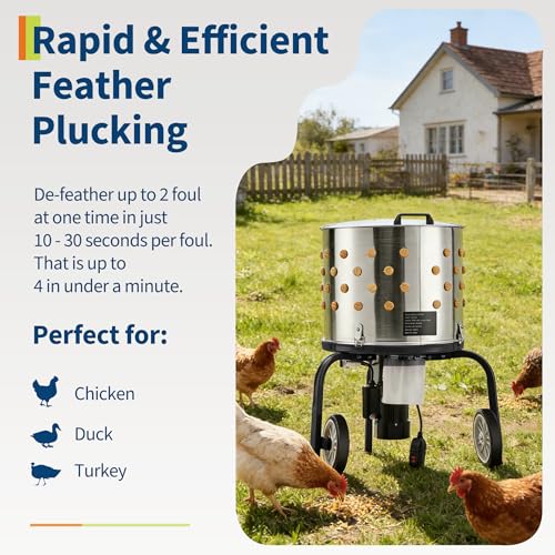 Image of Chicken Plucker Machine, 20 inch Drum Stainless Steel Poultry Plucker