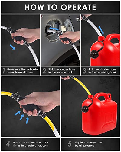 Katumo Siphon Pump, Upgraded 15Mm Enlarged Caliber Siphon Fuel Hand Pump For Gasoline, Oil, Diesel & Water With Hoses, Pinch Clips, Hose Retainer, Brass Extender #TOP5