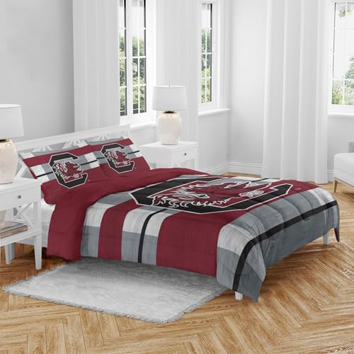NCAA South Carolina Gamecocks Heather Stripe 3 PC Queen Bed in a Bag