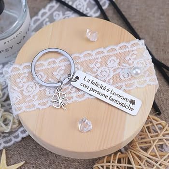 Portachiavi Regalo Collega - 'La Felicità è Lavorare Con Persone Fantastiche' In Acciaio Inossidabile - Foto 10