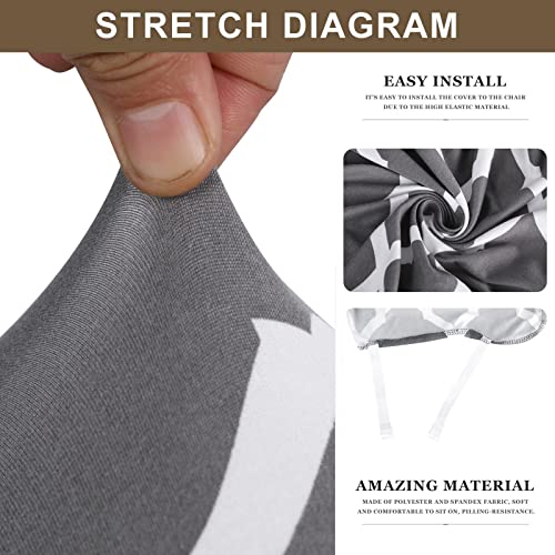 Ryoizen Seat Covers For Dining Room Chairs Grey Stretch Printed Chair Seat Covers Set Of 6, Removable Washable Upholstered Chair Seat Protector Cushion Slipcovers For Kitchen, Office #TOP1