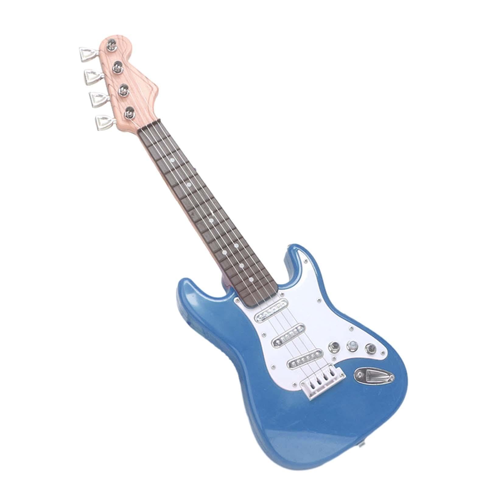 Zestaw 3 gitar elektrycznych dla dzieci, 4 struny, mała gitara dla dziewczynek, dzieci, prezent urodzinowy, niebieska, 42 cm