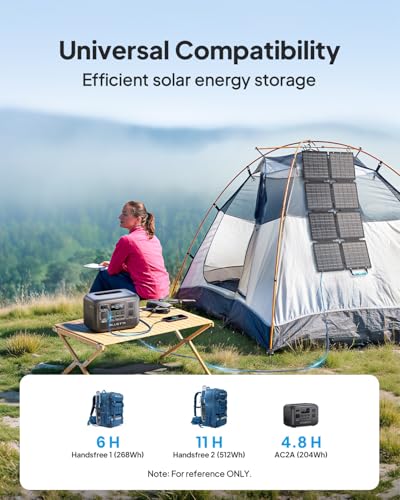 Image of BLUETTI 60W Solar Panel, 60 Watt for Solar Generator Handsfree 1 Handsfree 2 AC2A, Foldable Solar Charger for Hiking, Camping, Travel