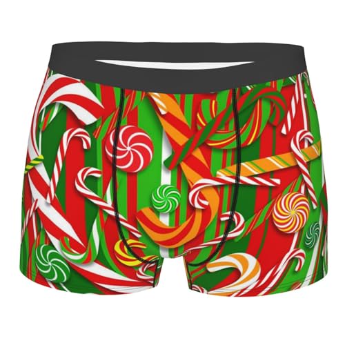 Men's Underwear Christmas Candy Cane Pattern Moisture-Wicking Boxer Briefs