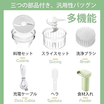Amazon | 多機能 野菜スライサー 電動 ネギカッター ニンニク 肉