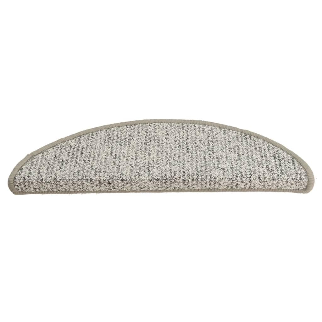Set di 15 tappetini per gradini, colore grigio chiaro, 56 x 17 cm, autoadesivi, antiscivolo, in polipropilene resistente, fonoassorbenti e moderni, per scale, roulotte e camper