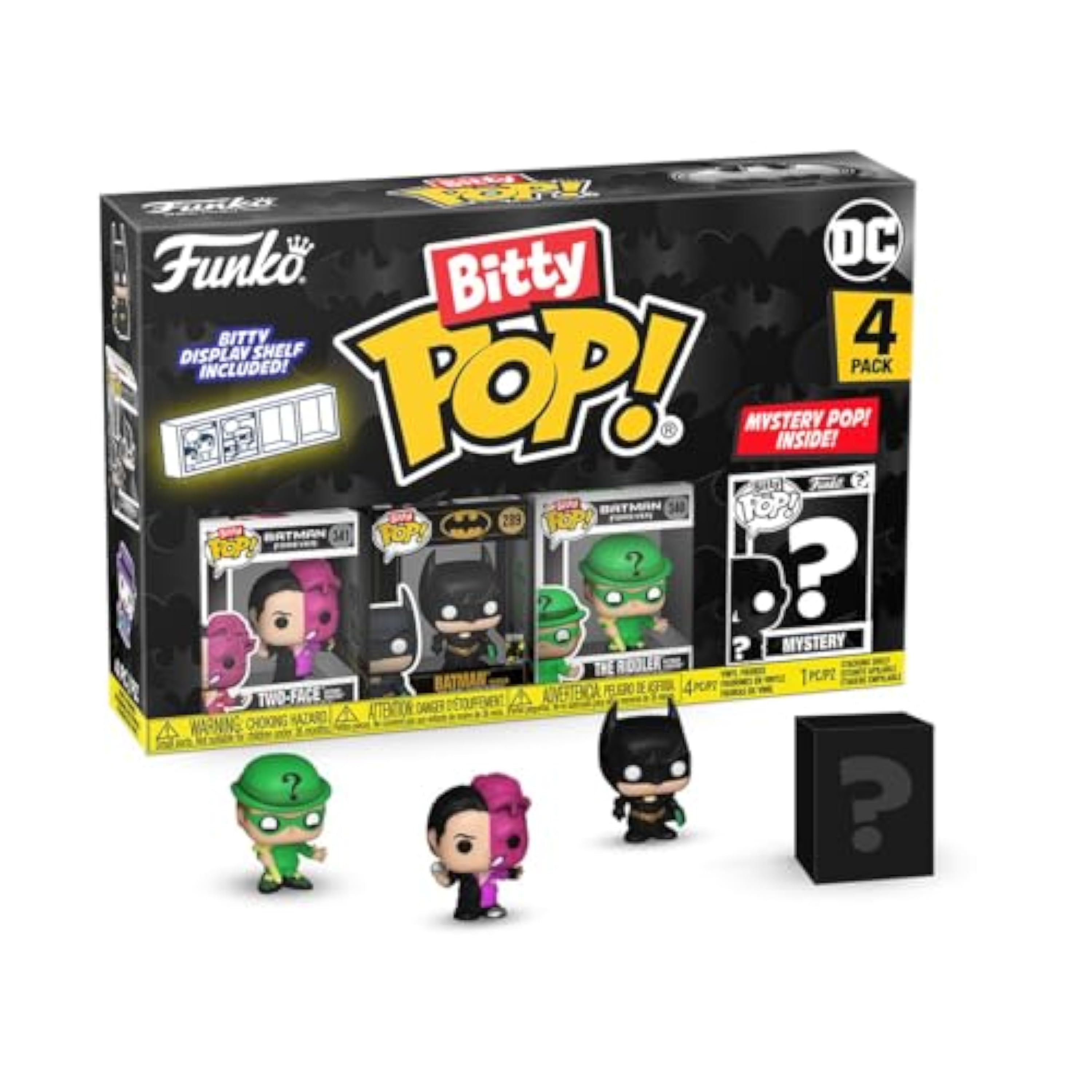 Funko Bitty Pop! Batman 85th - Two Face 4PK Y una Minifigura Misteriosa Sorpresa - 0.9 Inch (2.2 Cm) - DC Comics Coleccionable- Repisa Apilable Incluida - Idea de Regalo - Toppers de Tarta