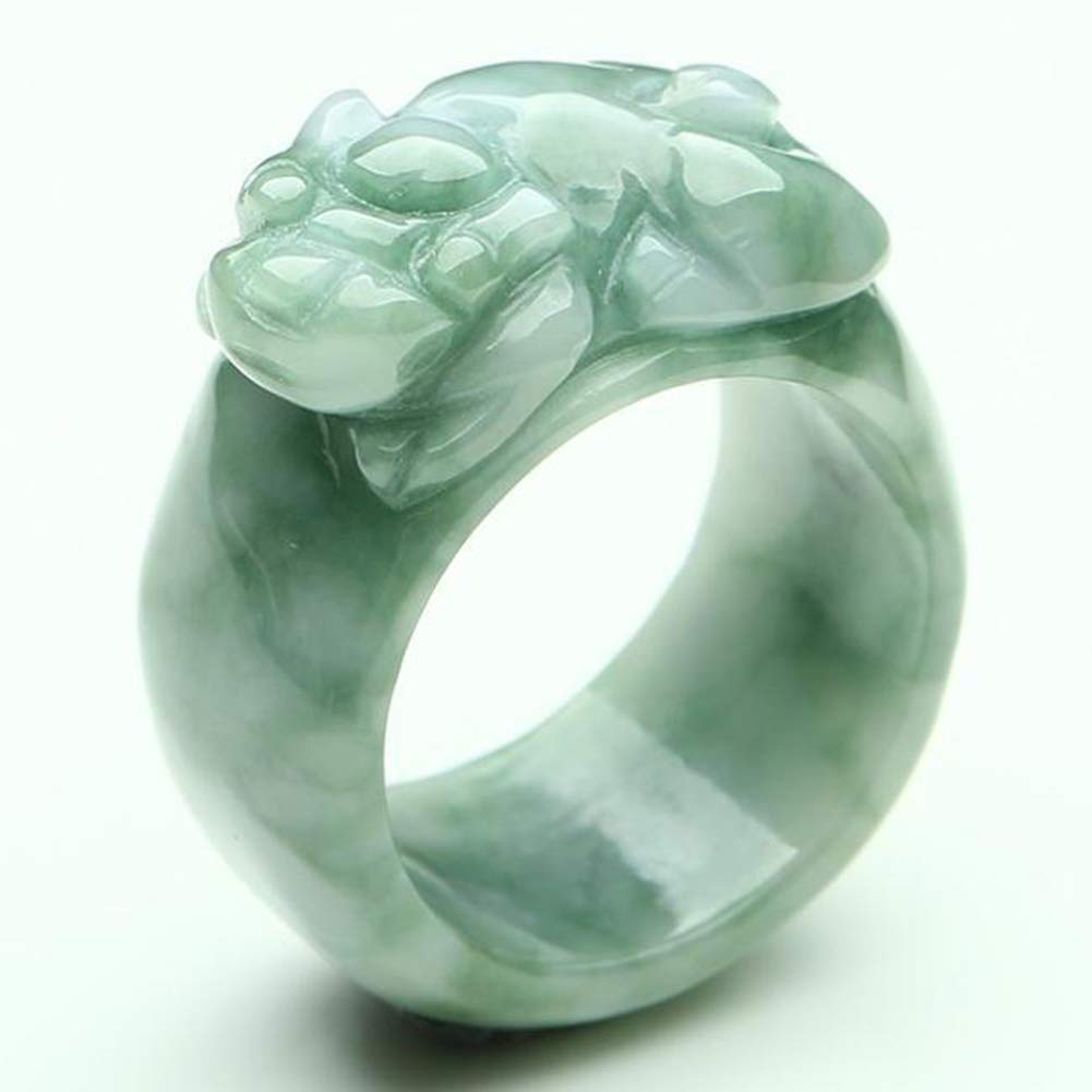 LYFHJD Burmesischer Jadeit-Ring. Schwimmender grüner Pixiu-Jade-Ring
