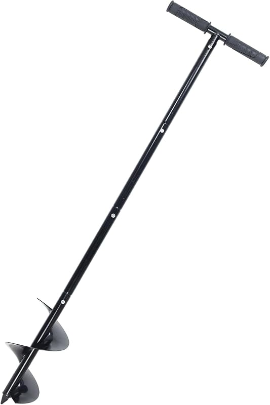 Post Hole Digger Manual 6" x 41" Garden Auger Spiral Drill with T Shaped Handle for Digging Planting Bulb Bedding