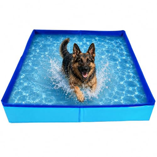 HIKLINK Hundepool Faltbar für Hunde und Katzen 50 x 50 x 10 cm Quadratisch Katzenpool Mini Planschbecken Ohne Aufblasen für Haustiere Klappbar Schwimmbecken für Kleine Hunde & Katzen (Quadratisch)
