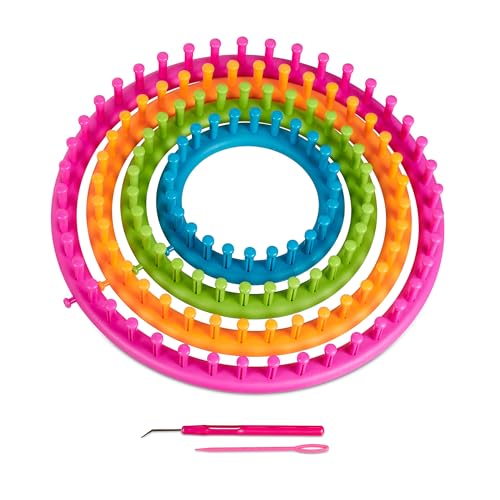 Relaxdays Strickring Set, 4 Strickrahmen, Strickset Kinder &...