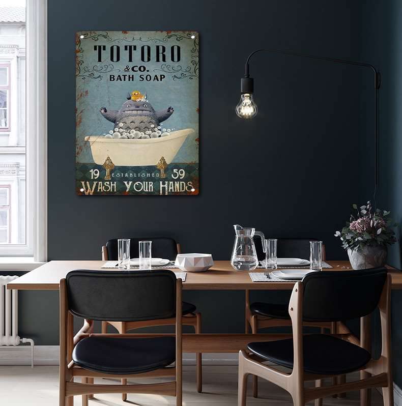 viemso Tin Sign Totoro Bathroom Totoro Bath soap Toilet Decoration was Established in 1959 Fun Home Decor Bistro Cartel de Chapa Decoración de pared 12x16inch - Image 2