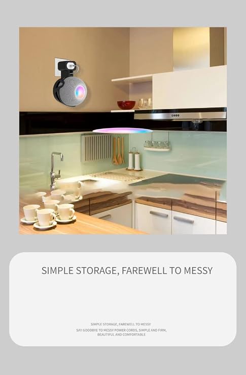 JP02 Compatible with Apple HomePod Mini Holder Wall Mount Stand Mount with Integrated Cable Management, Speaker Accessories Rack, for Kitchen, Bathroom and Bedroom (Apple HomePod Mini, Black)