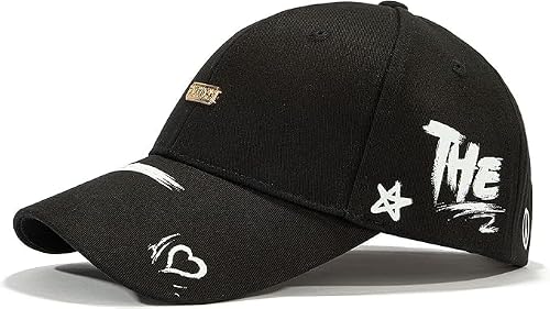 FK FORKICKS Trendy Unisex Graffiti Baseball Cap: Soft Unstructured Adjustable Cotton Baseball Cap for Men & Women, Athletic Streetwear Hat (US, Alpha, One Size, Black)
