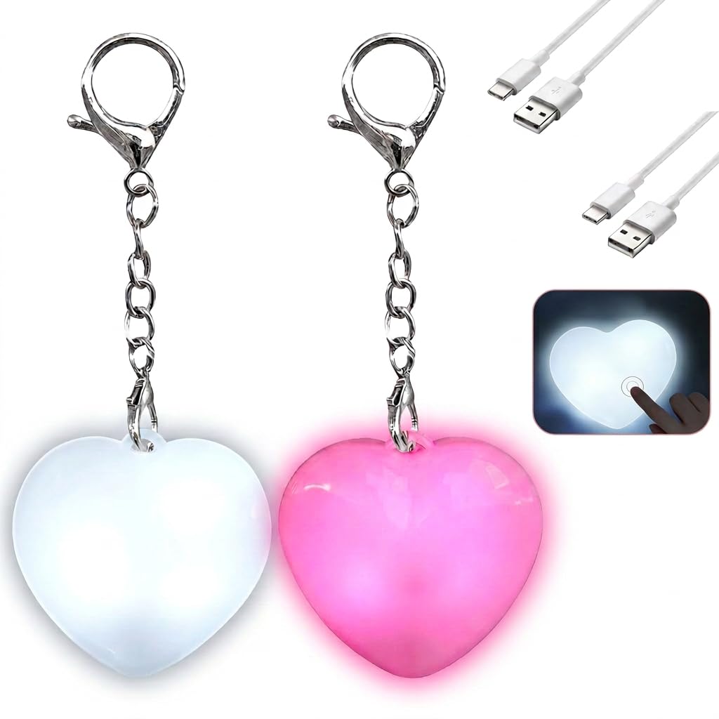 Wufaa 2PCS Heart Purse Light Rechargeable, Touch Sensor Handbag Light, Automatic LED Bag Light with Clip for Tote & Backpack Inside Purses, Valentine's Gift for Women Girls