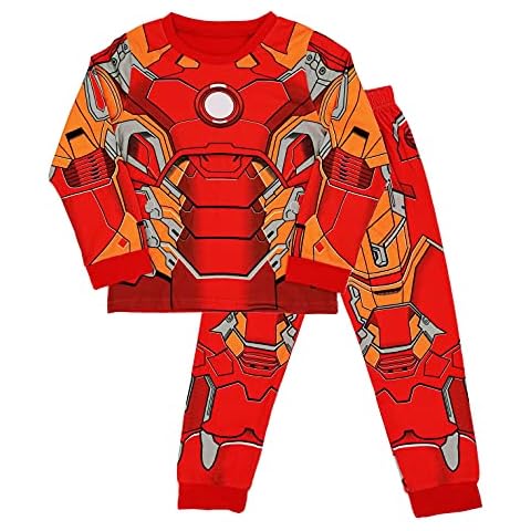 Iron Man Avengers Infinity War Endgame Dress Up 2 Piece Pyjama Set Costume For Boys Or Girls Marvel Long Sleeve PJs (4-5 Years) Red Cover