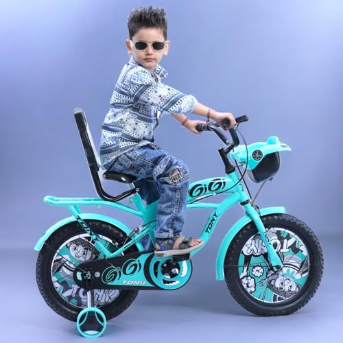 Image of TONY Cycle Sports Gigi 14T BMX Bicycle | Single Speed Kids' Bike with Training Wheels | Ideal for Boys & Girls Ages 3 to 5 Years | Durable Sea Design for Safe and Fun Riding Experience (Seagreen)
