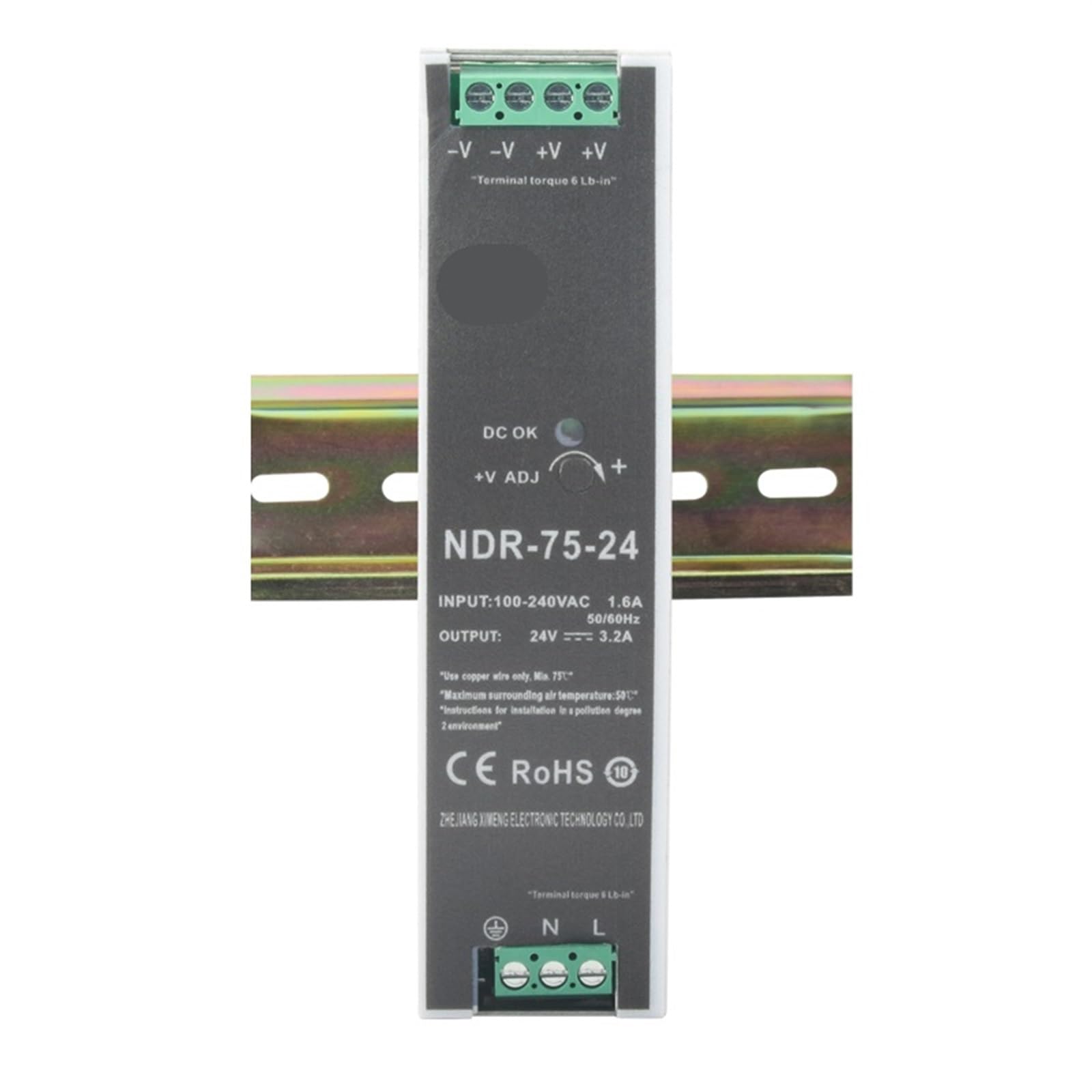 NDR-75-12 110V/220V to 12VDC 6.3A 75W Power Supply 1Pcs(24V 3.1A Output)