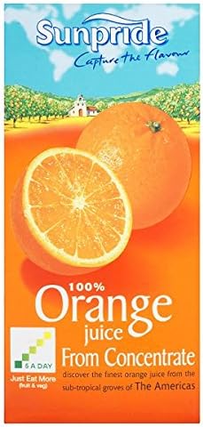 Sunpride 100% Orange Juice from Concentrate 1 Litre (Pack of 12 x 1ltr)