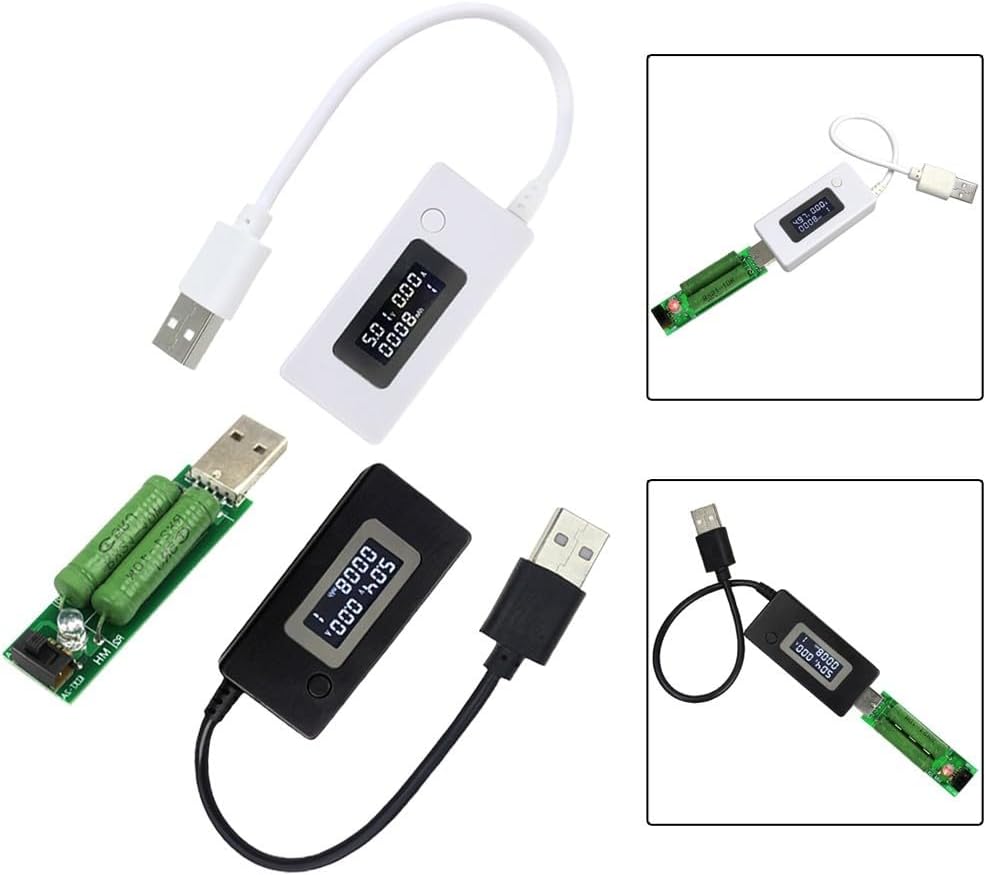 USB Voltage Tester with LCD Display for Charging Capacity, Discharge Capacity Tester for Mobile Power Bank, 5V Device Power Analyzer, Digital USB Current（Load）