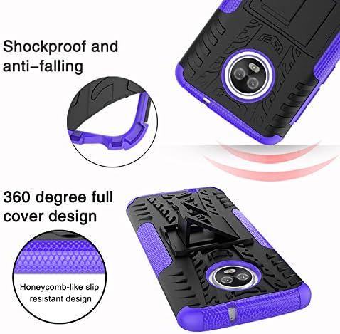 Yiakeng Moto G6 Case, Dual Layer Wallet Accessories Bumper Hard Protective Flip Phone Cases Cover with A Kickstand for Motorola Moto G (6th Generation) 5.7" (Red)