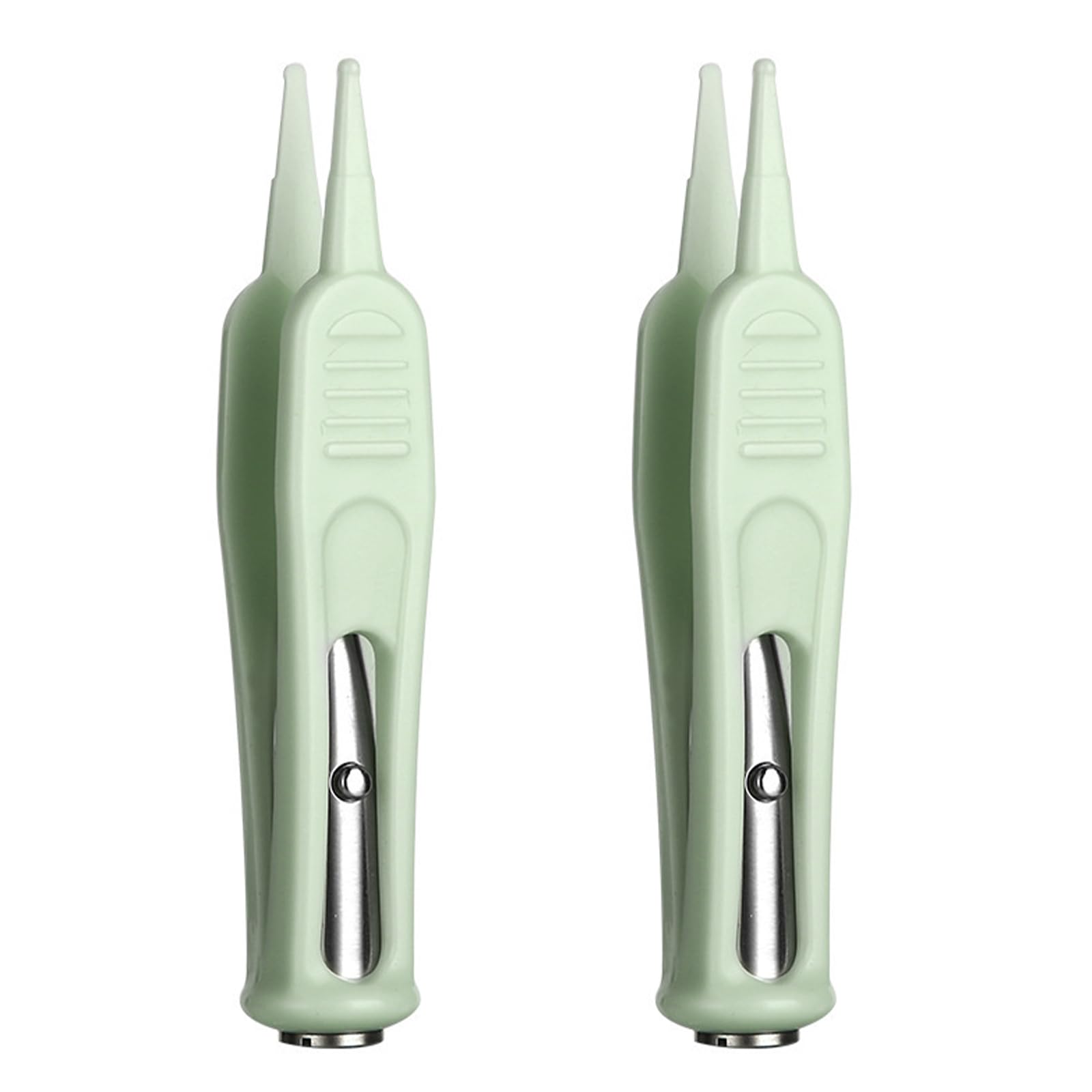 Nez Nettoyage Pince à Épiler avec Lumière LED,Pinces de Nettoyage du Nez,Oreille,Nombril,Pinces à Epiler pour Bébé,Pince à Épiler Plastique à Tête Ronde,Sécurité pour Bébé Brucelles,2PC