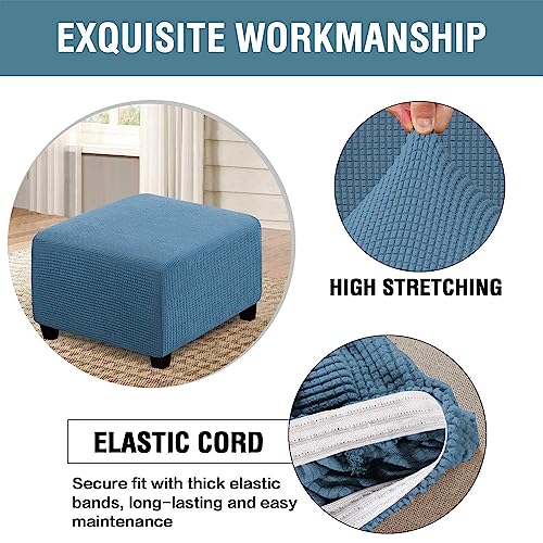 Jacquard Velvet Ottoman Footstool Cover - Slipcover for Square, Rectangle, Round - Small, Large - Stretch Fit - Cosy Home Interiors Jacquard Velvet Ottoman Footstool Cover - Slipcover for Square, Rectangle, Round - Small, Large - Stretch Fit - Image 5
